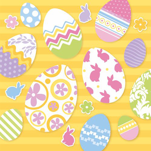 20 Servietten, 3-lagig 1/4-Falz 33 cm x 33 cm "Leaning eggs" von PAPSTAR