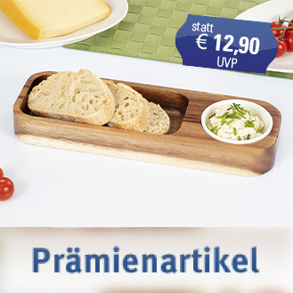 Servierschale NIZZA aus Akazienholz, mit herausnehmbaren Porzellanschälchen. Im Geschenkkarton.