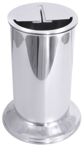 Messerabstreichbehälter mit Aufsatz, aus Edelstahl 18/10, hochglänzend poliert, schwere Qualität, Abstreichbacken aus Gummi in