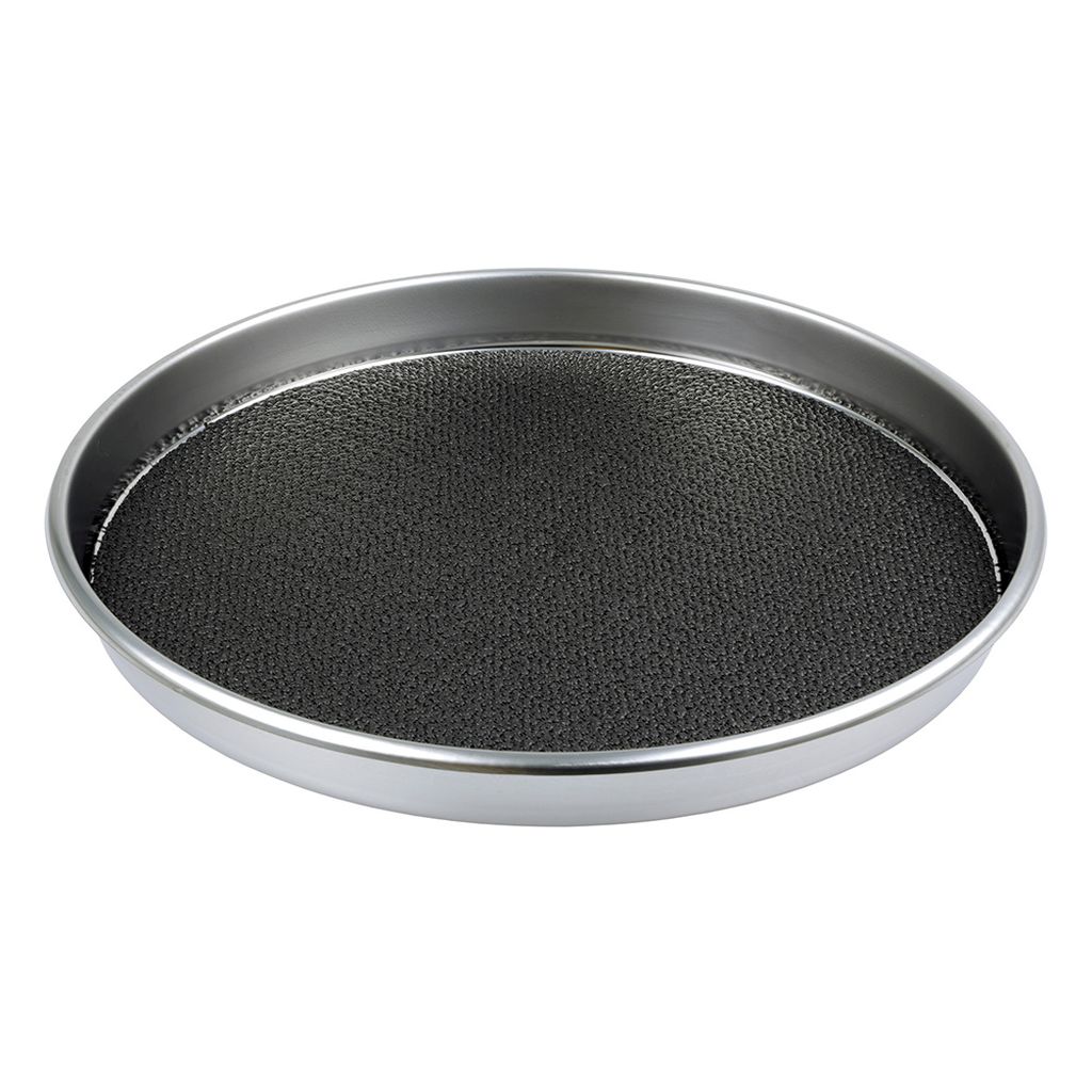 Serviertablett SAFE rund, 40 cm, aus Edelstahl, Höhe 4 cm, mit herausnehmbarer Antirutscheinlage,