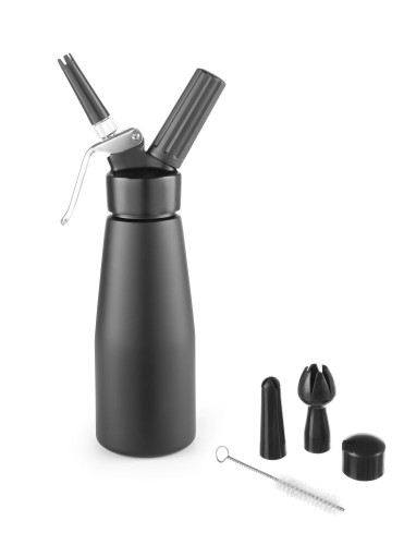 Sahnespender Kitchen Line, 0,5 Liter. schwarz, mit Aluminiumkopf. Matt schwarz