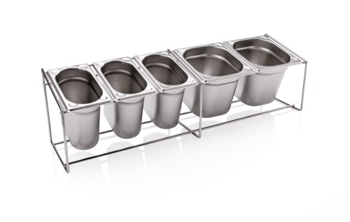 Ständer für Gewürzbehälter. Chromnickelstahl. passend für GN Behälter 1/3, 1/6 und 1/9