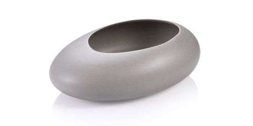 Ovaler niedriger Blumentopf FANCY HOME Stones, grau