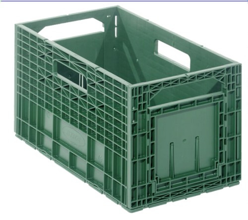 Weinkiste , dunkelgrün aus robustem Polypropylen,  liegende Lagerung von 12 Flaschen 0,75 l (Wein) oder 8 Flaschen 1 l (Sekt),