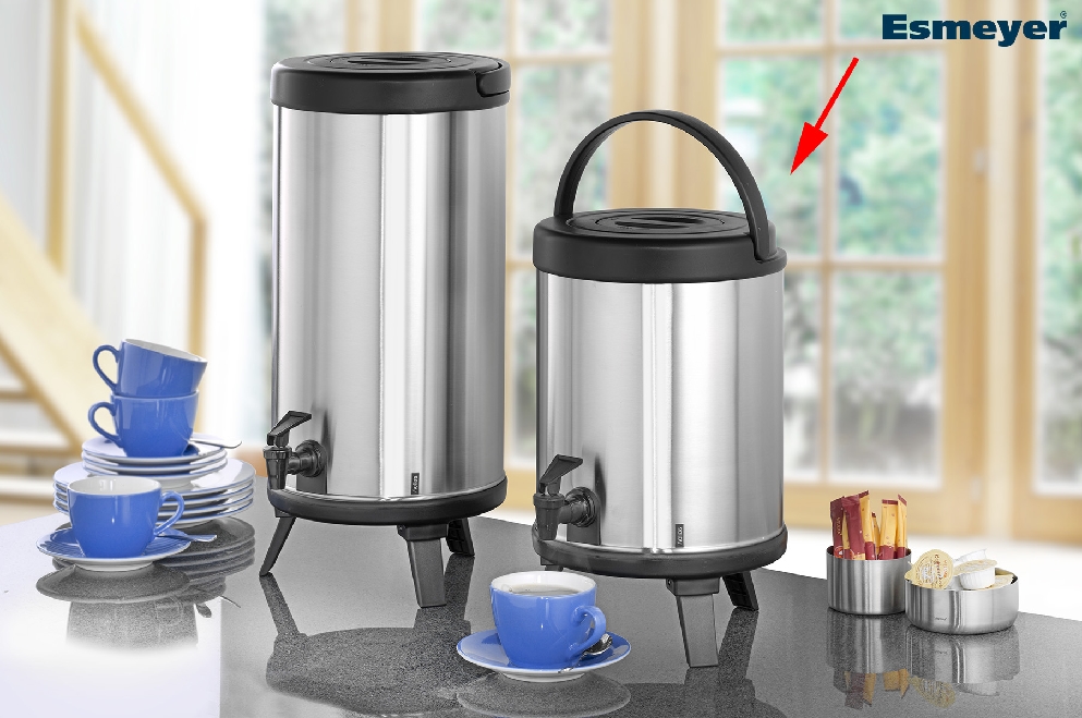 Helios Isolier-Getränkespender MAXX, Inhalt: 6 Liter, mit Tragebügel aus Kunststoff, doppelwandiger Edelstahlkern,