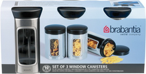 Brabantia Fensterdose 1,4 L 3er-Set Matt Steel Fingerprint Proof