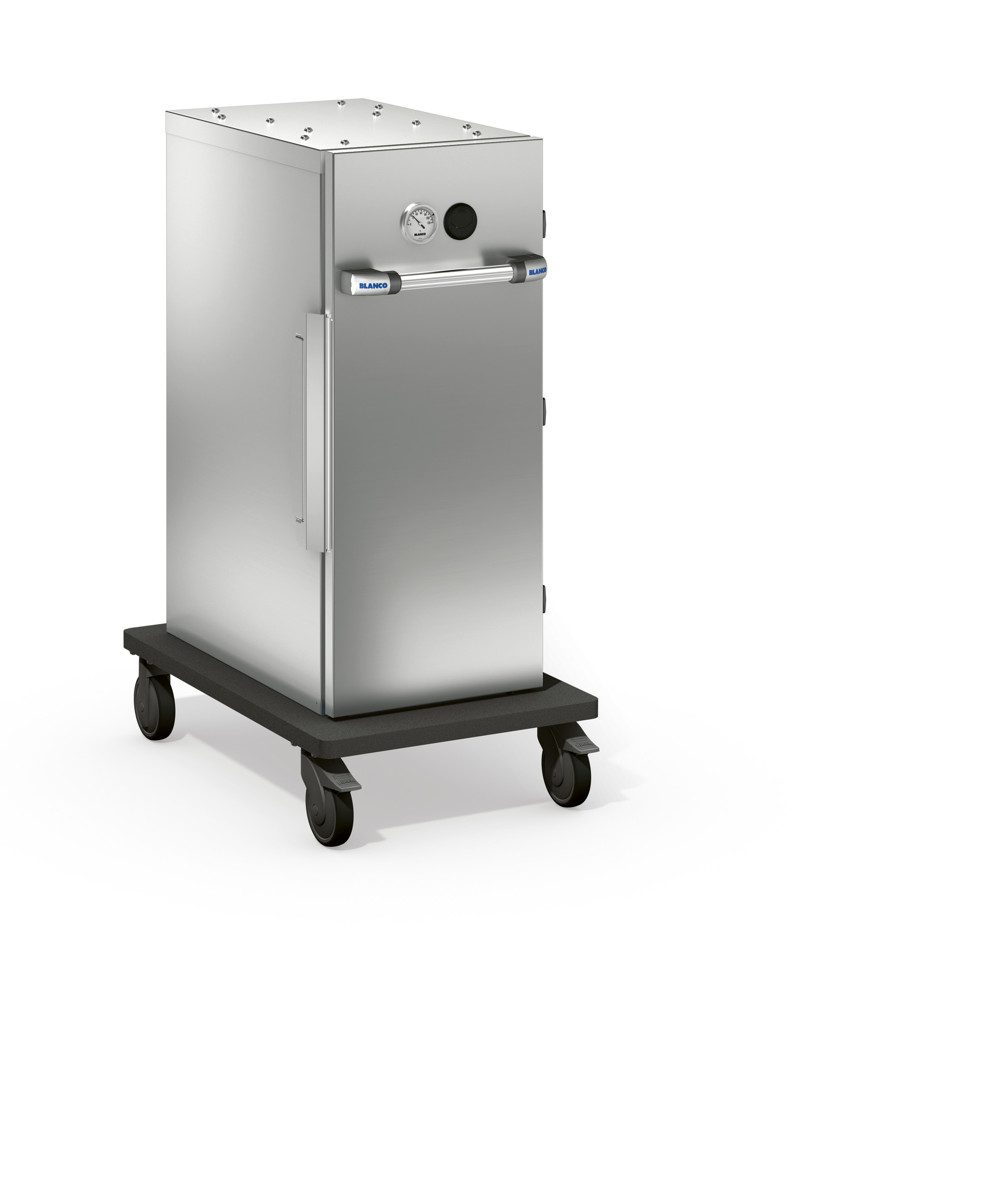 BLANCO BLANCOTHERM 1020 E, 4 Rollen Ø 125 mm, davon 2 Bockrollen und 2 Lenkrollen mit Feststeller, Speisentransportbehälter aus