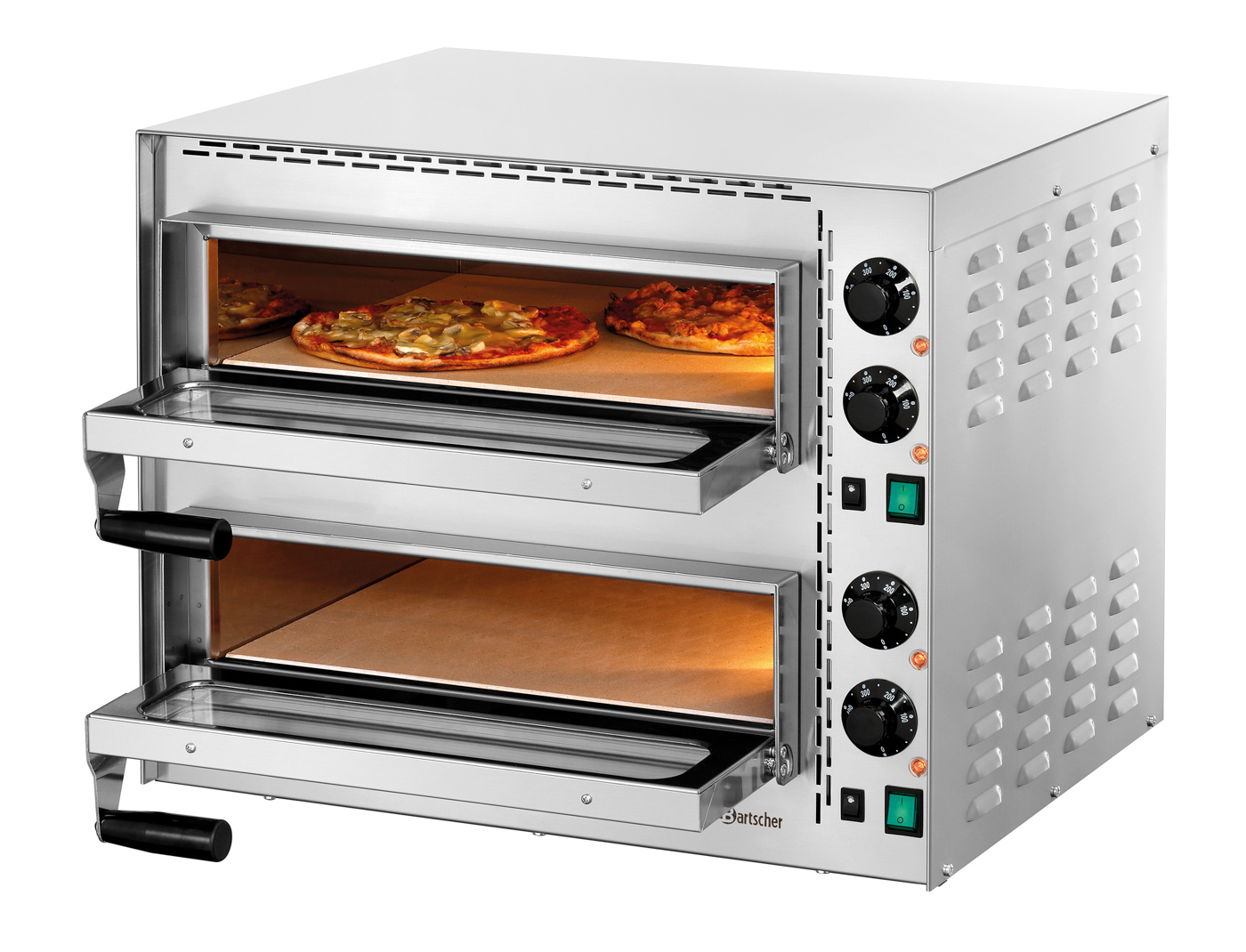 Bartscher Pizzabackofen "Mini Plus 2" | Spannung:230 V | Maße: 57 x 55 x 47,5 cm. Gewicht: 41,8 kg