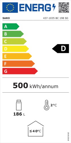 SARO Barkühlschrank mit 2 Schiebetüren, Modell BC 198 SD - Material: (Gehäuse) Stahl einbrennlackiert, schwarz; (Innenraum)