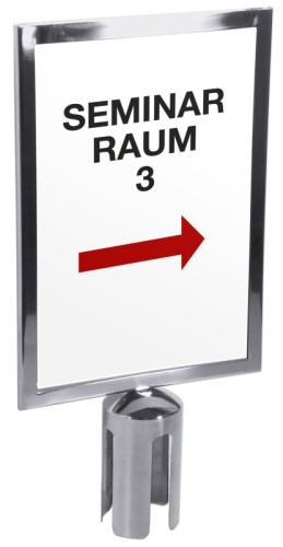 Aufsatzschild A4 zu Gurt- absperrpfosten, Edelstahl