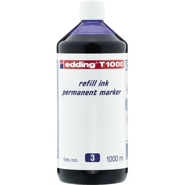 edding Nachfülltinte Marker T1000 Flasche blau 1.000ml, Produktverwendung: Permanentmarker edding No.1, 400, 3000,