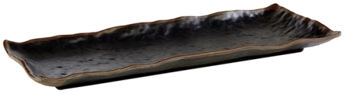 Tablett -MARONE- 39 x 16 cm, H: 3 cm Melamin, schwarz mit braunem Rand spülmaschinengeeignet stapelbar nicht