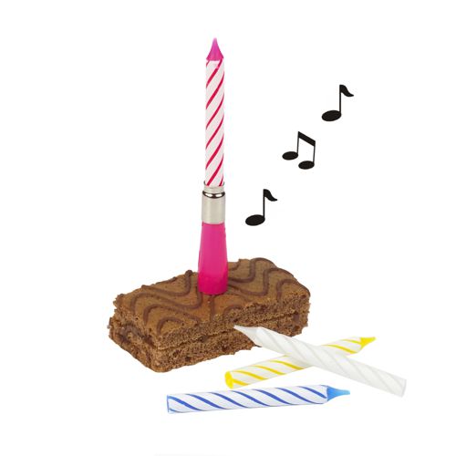 Musikkerze 12 cm farbig sortiert "Happy Birthday" mit 3 Ersatzkerzen von PAPSTAR