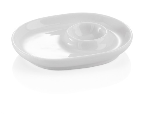 Eierbecher. Porzellan. oval, mit Ablage. Maße: 13 x 10 cm.