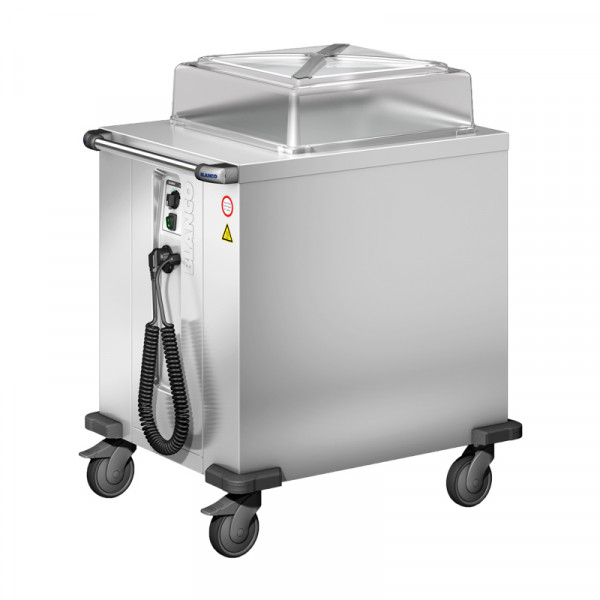 BLANCO Korbspender aus rostfreiem Edelstahl, 4 Lenkrollen Ø 125 mm, davon 2 mit Feststeller, beheizbar (Umluft) +30 °C bis +110 °C,