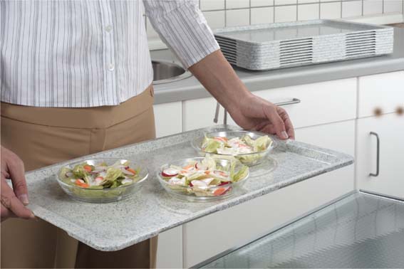 Tablett 53x32,5 cm, Polyester, glasfaserverstärkt, Randverstärkung Gastro-Norm, Deutsche Spitzenqualität