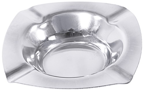 Aschenbecher aus Edelstahl, hochglänzend, mittelschwere Qualität Größe: 12,5 cm x 12,5 cm x 2,5 cm