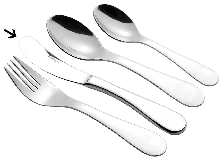 Kindermesser Modell SUNNY von Esmeyer, aus Edelstahl 18/0 poliert. Länge: ca. 17,0 cm.