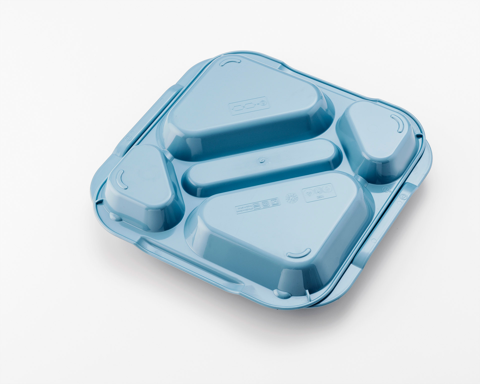 ARAVEN Tablett 370x334mm aus Polycarbonat mit 5 Abteilen, blau