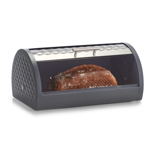 Brotkasten, Edelstahl; Metall pulverbeschichtet, 39x28x19 cm. Farbe: anthrazit.. Mit unserem Rollbrotkasten aus hochwertigem Metall und