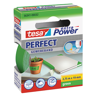 tesa® Gewebeband extra Power® Perfect Innenbereich, Außenbereich 19 mm x 2,75 m (B x L) grün