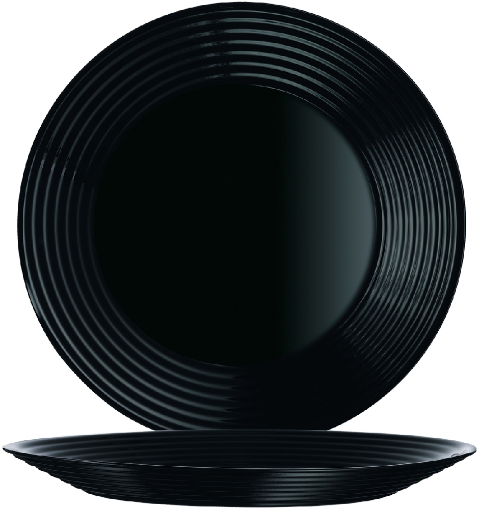 Speiseteller HARENA, schwarz, Opalglas, Durchm.: 25 cm, ARCOROC