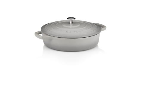 Kela Bräter Calido aus Gusseisen, hellgrau, Höhe ca. 70mm, Ø 280mm , Inhalt: 3,2 L