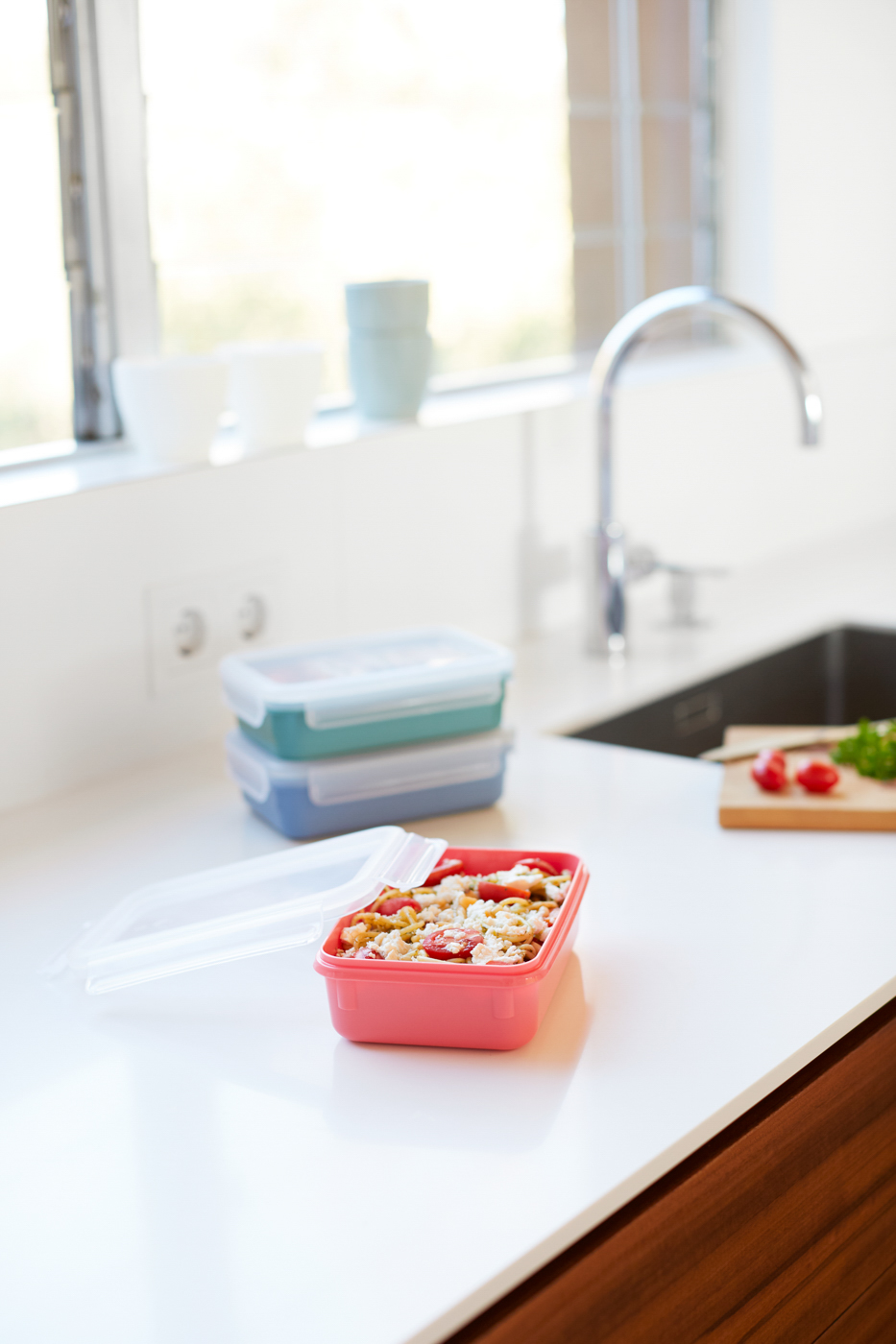 EMSA N10123 Clip & Close Color Edition Frischhaltedose 0,55L Transparent/Koralle