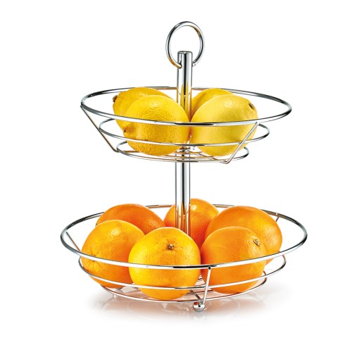 Zeller Obst-Etagere, 2-lagig, Metall verchromt