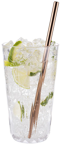 Trinkhalme 11er Set Ø 8 mm, Länge: 21,5 cm 18/8 Edelstahl, Kupfer-Look Inhalt: - 10 Trinkhalme - 1 Reinigungsbürste