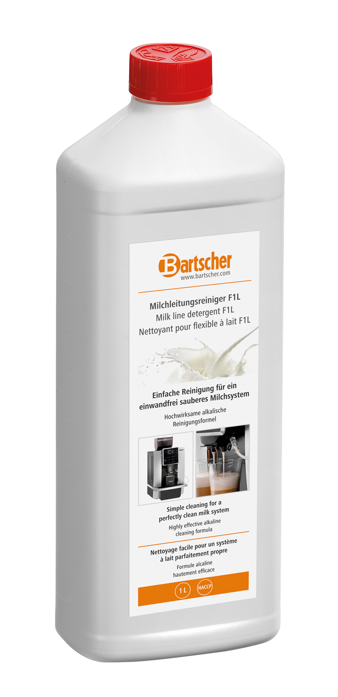 Bartscher Milchleitungsreiniger F1L | HACCP-konform: Ja | Maße: 9 x 6,3 x 251 cm. Gewicht: 1 kg