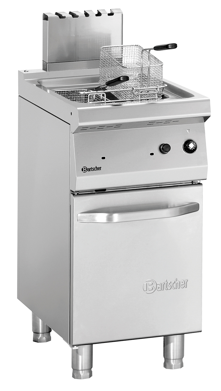 Bartscher Fritteuse Gas, 700, B400, 15L |Gas-Art: Erdgas H ,Flüssiggasdüsen und Erdgas LDüsen sind beigelegt | 40 x 70 x 85,0 cm. Gewicht: