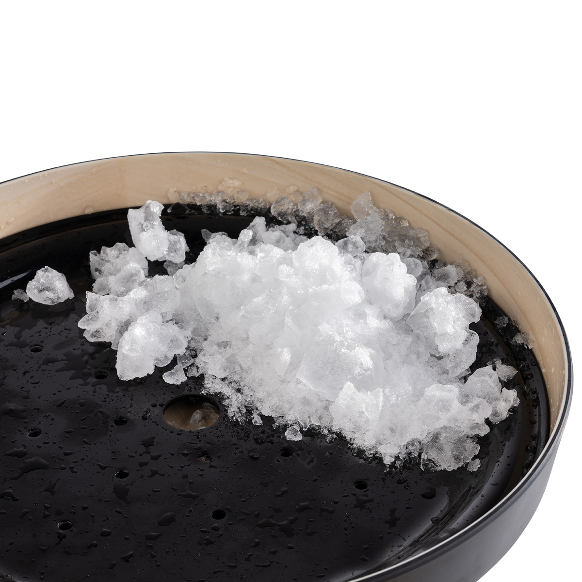 Schale, 2-teilig -FRIDA-, Ø 33 cm, H: 6 cm, Melamin, innen: Holzoptik, außen: schwarz, Set bestehend aus: Schale und Abtropfeinsatz