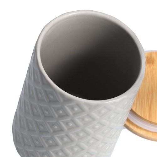 Vorratsdose m. Bambusdeckel, 770 ml, Steingut,.
