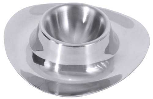 Eierbecher, dreieckig aus Edelstahl, hochglänzend Größe: 10 cm x 10 cm x 2,5 cm