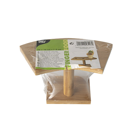 Tray, Bambus "pure" 9 cm x 16 cm x 7,6 cm für 3 Spitztüten von PAPSTAR