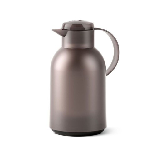 Emsa SAMBA Isolierkanne 1,5 Liter taupe aus Kunstoff mit Glaskolben - Quick Press Verschluss - made in Germany