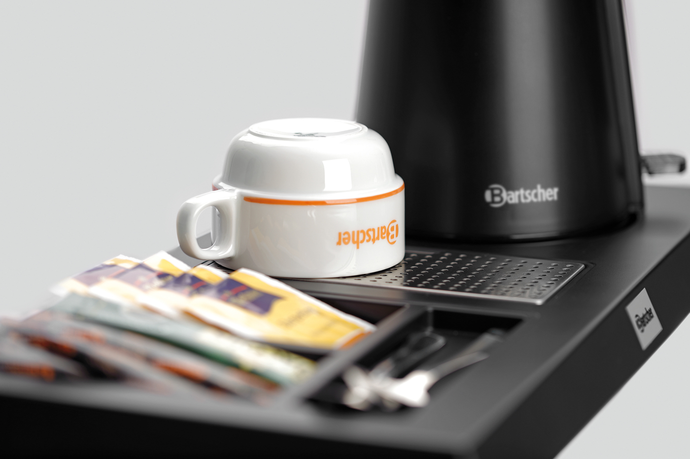 Bartscher Teestation 1145M | Farbe: Schwarz ,Matt| Maße: 46,5 x 22,5 x 3,0 cm. Gewicht: 0,91 kg