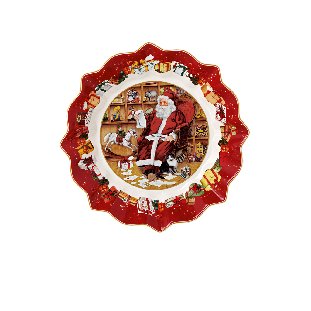 Villeroy und Boch Schale groß, Santa liest Wunschzettel - Maße: 25 x 25 x 4,3 cm / Ser.: Toy's Fantasy