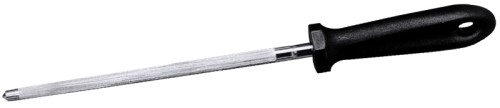 Wetzstahl aus Chrom-Vanadium, hart verchromt, schwarzer ABS-Griff, Stahl-Ø 1 cm Klingenlänge: 20 cm, Klingenlänge: 8 Zoll,