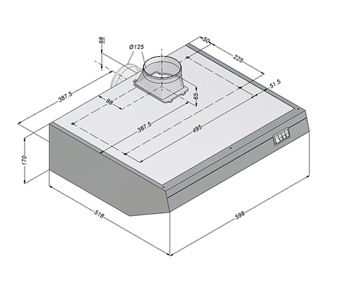 Bartscher Novy Dunstabzugshaube, B600, CNS | Ein-/Ausschalter: Ja | Maße: 60 x 52 x 170 cm. Gewicht: 13 kg