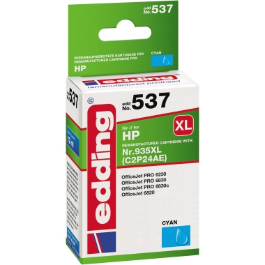 edding Tintenpatrone HP 935XL EDD-537 cyan 12ml, Verwendung für Druckertyp: HP OfficeJet 6820, Pro 6230, -6830,