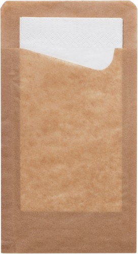 Duni Snack Sacchetto mit weißer 2-lg. Serviette 113 x 210 mm Braun, 350 Stk/Krt (1 x 350 Stk)