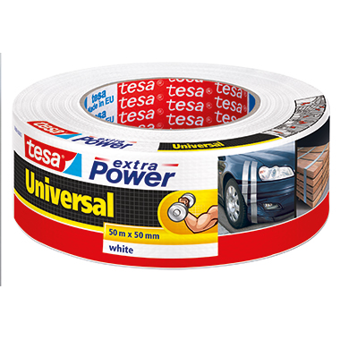 tesa® Gewebeband extra Power® Universal Innenbereich, Außenbereich 50 mm x 50 m (B x L) weiß, Einsatzbereich:
