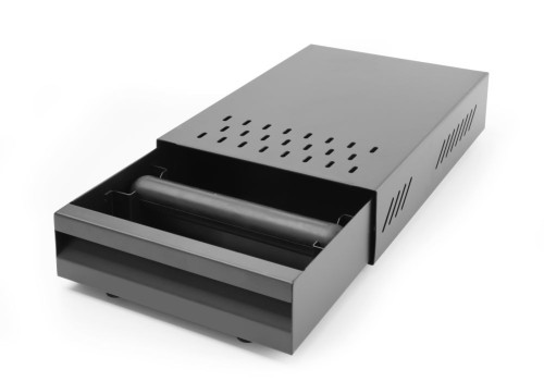 Abklopfbehälter für Kaffeesatz aus Karbonstahl, rechteckig, Schubladenmodell. Mit abnehmbarer Abklopfstange