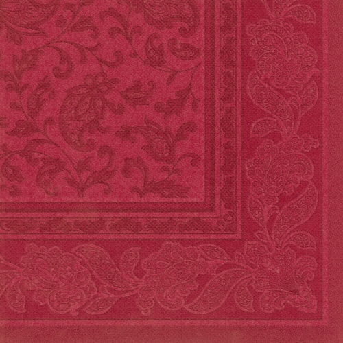50 Servietten "ROYAL Collection" 1/4-Falz 40 cm x 40 cm bordeaux "Ornaments" von PAPSTAR