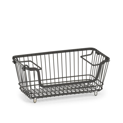 Vorratskorb, stapelbar, Metall, schwarz. Länge: 320 mm. Breite: 165 mm. Höhe: 145 mm