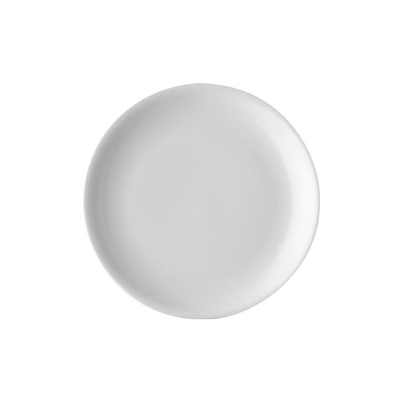 Teller flach coup 21 cm - Form: System - weiss -, aus Porzellan. Hersteller: Eschenbach. "Made in, Germany".