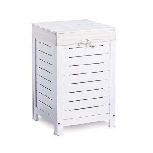 Zeller Wäschetruhe, MDF/Baumwolle, weiß lackiert