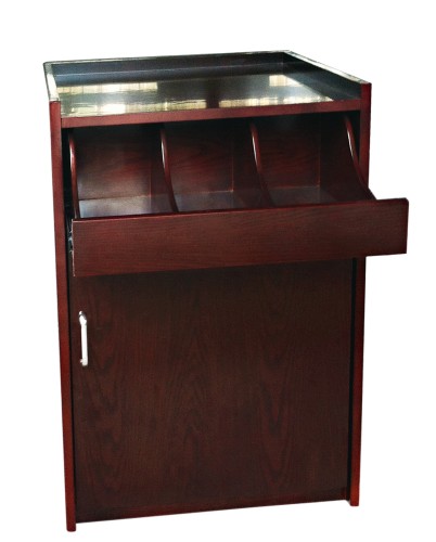 Besteckstation. Holz, furniert und lackiert. Besteckfach 35 cm, ausziehbar, Innentiefe 39